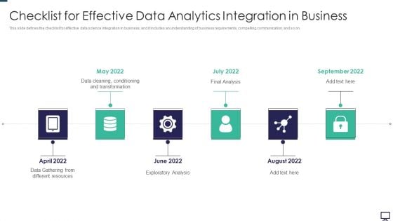 Checklist For Effective Data Analytics Integration In Business Resources Ppt Visual Aids PDF