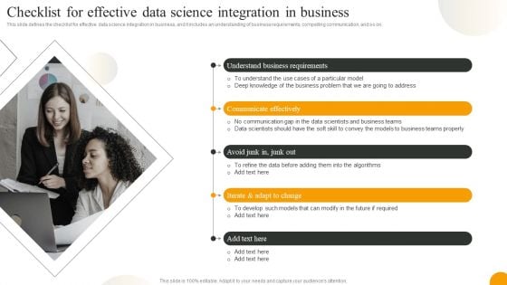 Checklist For Effective Data Science Integration In Business Information PDF