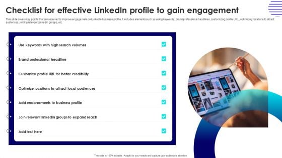 Checklist For Effective Linkedin Profile To Gain Engagement Diagrams PDF