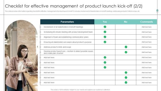 Checklist For Effective Management Kick Off Product Release Commencement Themes PDF