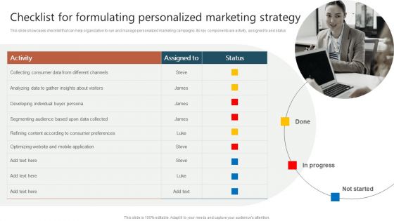 Checklist For Formulating Personalized Marketing Strategy Ppt Icon Microsoft PDF