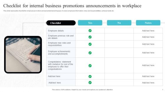 Checklist For Internal Business Promotions Announcements In Workplace Professional PDF Checklist For Internal Business Promotions Announcements In Workplace Professional PDF