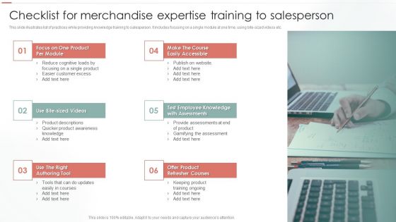 Checklist For Merchandise Expertise Training To Salesperson Ppt Infographics Backgrounds PDF