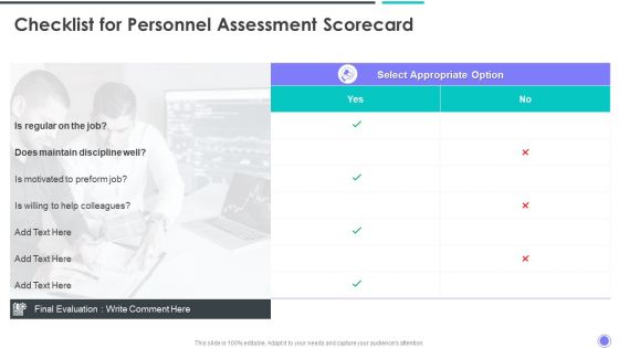 Checklist For Personnel Assessment Scorecard Sample PDF Checklist For Personnel Assessment Scorecard Sample PDF