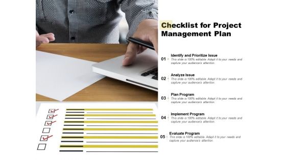 Checklist For Project Management Plan Ppt PowerPoint Presentation Show Layout