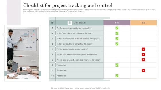 Checklist For Project Tracking And Control Template PDF