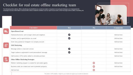 Checklist For Real Estate Offline Marketing Team Topics PDF