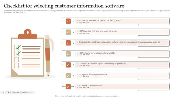 Checklist For Selecting Customer Information Software Designs PDF Checklist For Selecting Customer Information Software Designs PDF