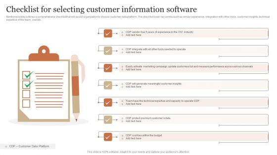 Checklist For Selecting Customer Information Software Designs PDF