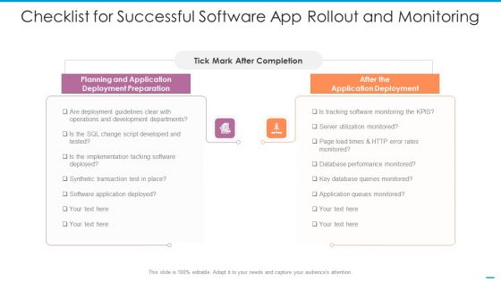 Checklist For Successful Software App Rollout And Monitoring Download PDF Checklist For Successful Software App Rollout And Monitoring Download PDF
