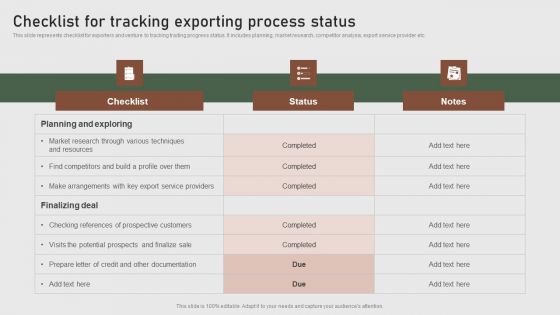 Checklist For Tracking Exporting Process Formulating Global Marketing Strategy To Improve Brochure PDF Checklist For Tracking Exporting Process Formulating Global Marketing Strategy To Improve Brochure PDF