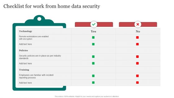 Checklist For Work From Home Data Security Improving Cybersecurity With Incident Structure PDF
