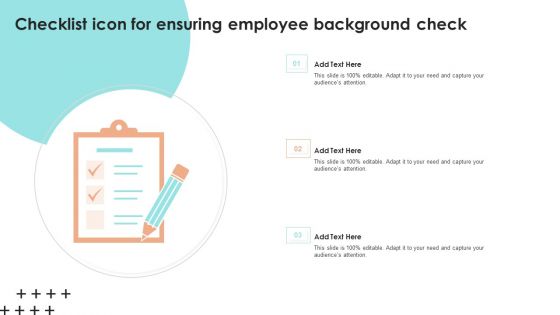 Checklist Icon For Ensuring Employee Background Check Microsoft PDF