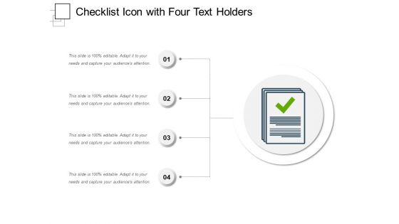 Checklist Icon With Four Text Holders Ppt PowerPoint Presentation Infographics Rules PDF