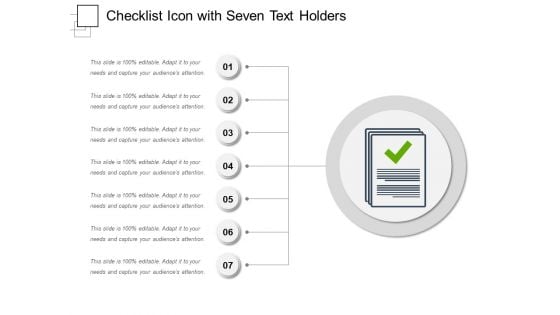 Checklist Icon With Seven Text Holders Ppt PowerPoint Presentation Slides Mockup PDF