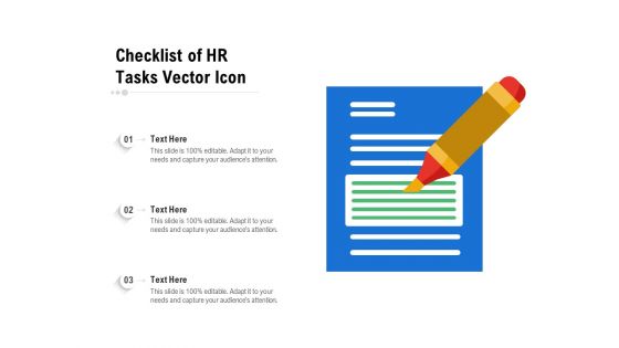 Checklist Of HR Tasks Vector Icon Ppt PowerPoint Presentation File Information PDF