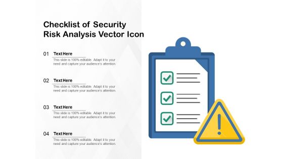 Checklist Of Security Risk Analysis Vector Icon Ppt PowerPoint Presentation File Elements PDF
