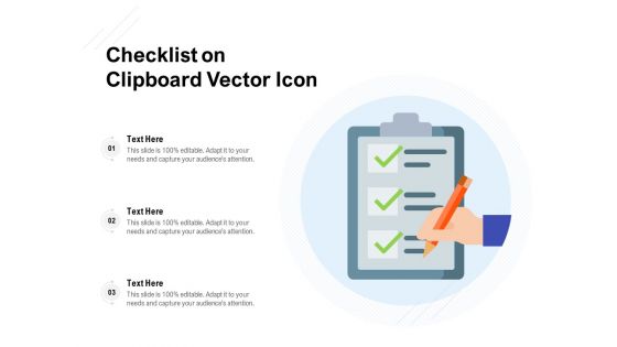 Checklist On Clipboard Vector Icon Ppt PowerPoint Presentation Icon Show PDF