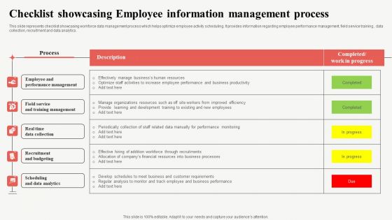 Checklist Showcasing Employee Information Management Process Pictures PDF