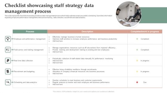 Checklist Showcasing Staff Strategy Data Management Process Information PDF