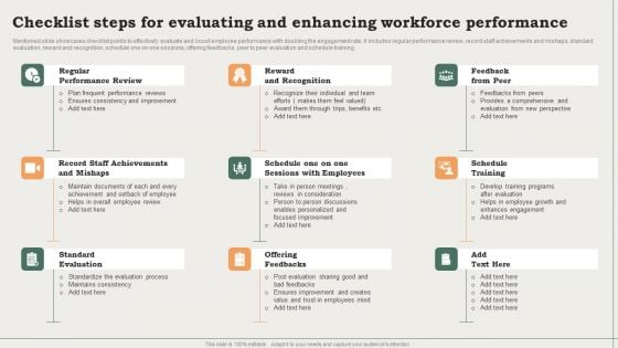 Checklist Steps For Evaluating And Enhancing Workforce Performance Ppt PowerPoint Presentation Ideas Background Designs PDF Checklist Steps For Evaluating And Enhancing Workforce Performance Ppt PowerPoint Presentation Ideas Background Designs PDF