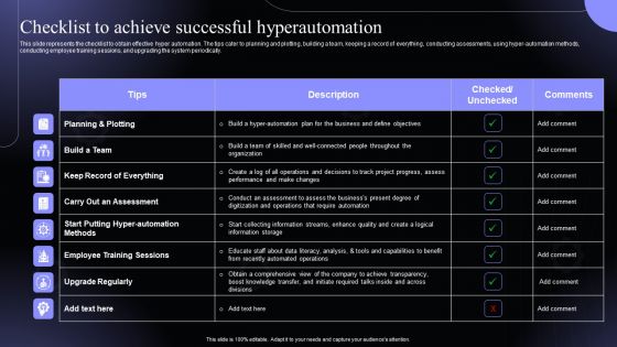 Checklist To Achieve Successful Hyperautomation Hyperautomation Software Solutions IT Diagrams PDF