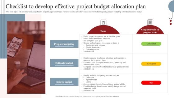 Checklist To Develop Effective Project Budget Allocation Plan Mockup PDF