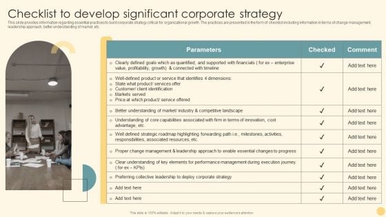 Checklist To Develop Significant Corporate Strategy Ppt PowerPoint Presentation File Background Images PDF Checklist To Develop Significant Corporate Strategy Ppt PowerPoint Presentation File Background Images PDF