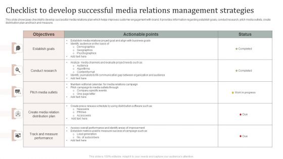 Checklist To Develop Successful Media Relations Management Strategies Ideas PDF Checklist To Develop Successful Media Relations Management Strategies Ideas PDF