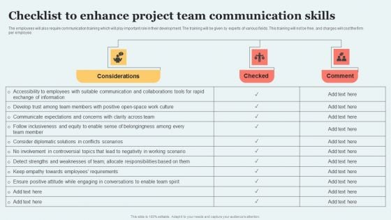 Checklist To Enhance Project Team Communication Skills Elements PDF Checklist To Enhance Project Team Communication Skills Elements PDF