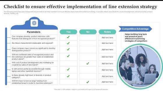 Checklist To Ensure Effective Implementation Of Line Extension Strategy Brand Expansion Download PDF