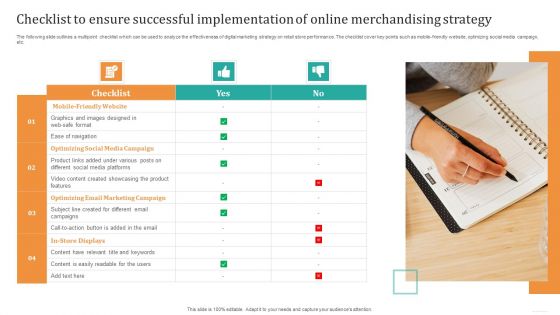 Checklist To Ensure Successful Implementation Of Online Merchandising Strategy Ideas PDF
