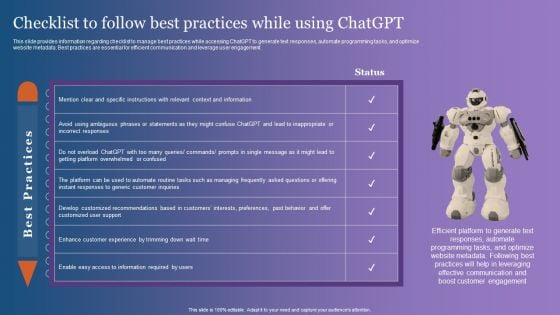 Checklist To Follow Best Practices While Using Chatgpt Clipart PDF