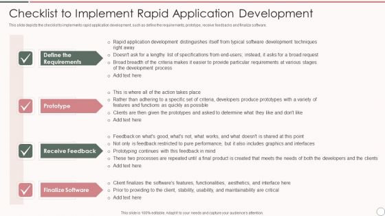 Checklist To Implement Rapid Application Development Template PDF