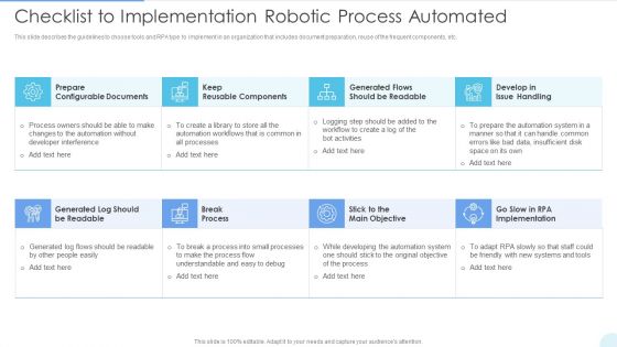 Checklist To Implementation Robotic Process Automated Template PDF