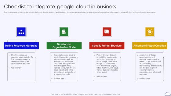 Checklist To Integrate Google Cloud In Business Google Cloud Computing System Mockup PDF