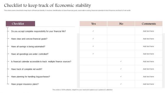 Checklist To Keep Track Of Economic Stability Download PDF