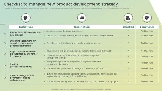 Checklist To Manage New Product Development Strategy Clipart PDF Checklist To Manage New Product Development Strategy Clipart PDF