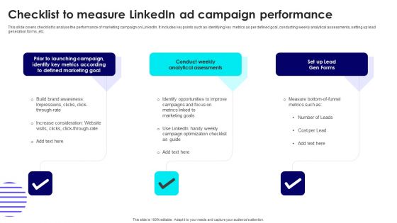 Checklist To Measure Linkedin Ad Campaign Performance Ideas PDF