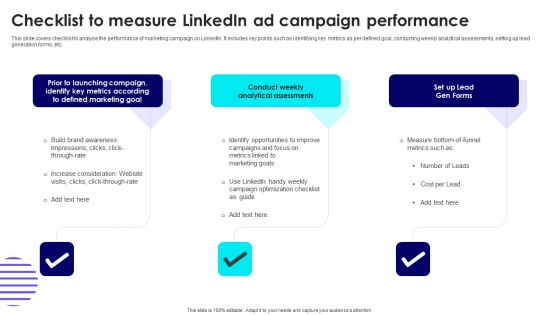 Checklist To Measure Linkedin Ad Campaign Performance Ideas PDF Checklist To Measure Linkedin Ad Campaign Performance Ideas PDF