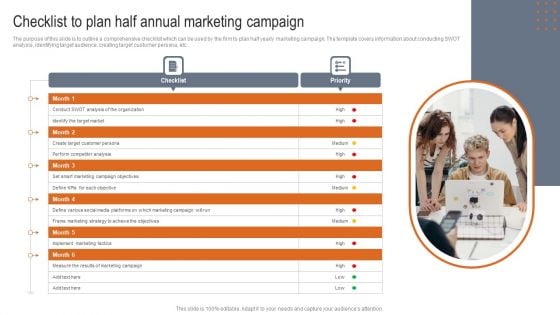 Checklist To Plan Half Annual Marketing Campaign Summary PDF