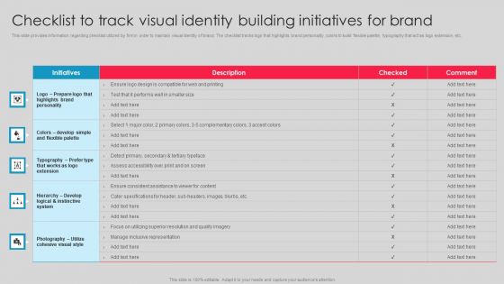 Checklist To Track Visual Identity Building Initiatives For Brand Themes PDF