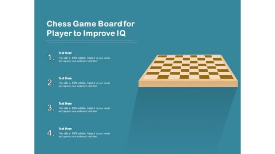 Chess Game Board For Player To Improve IQ Ppt PowerPoint Presentation Gallery Template PDF