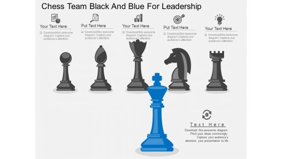 Chess Team Black And Blue For Leadership Powerpoint Template