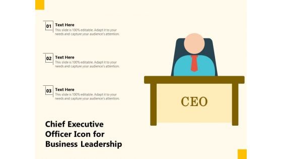 Chief Executive Officer Icon For Business Leadership Ppt PowerPoint Presentation Infographics Template PDF