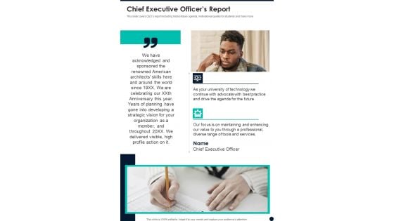 Chief Executive Officers Report One Pager Documents Chief Executive Officers Report One Pager Documents