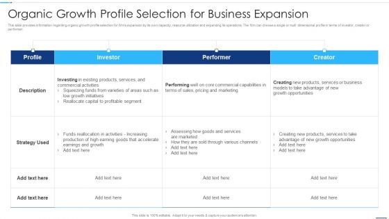 Chief Strategy Executive Playbook Organic Growth Profile Selection For Business Expansion Designs PDF Chief Strategy Executive Playbook Organic Growth Profile Selection For Business Expansion Designs PDF
