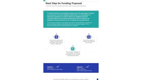 Child House Care Truck Funding Next Step For Funding Proposal One Pager Sample Example Document