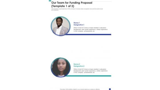 Child House Care Truck Funding Our Team For Funding Proposal One Pager Sample Example Document Child House Care Truck Funding Our Team For Funding Proposal One Pager Sample Example Document