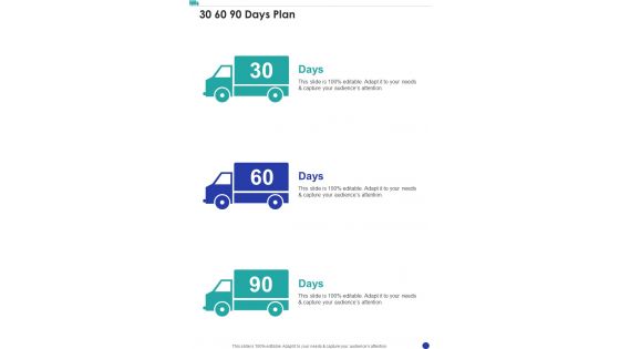 Child House Care Truck Funding Proposal 30 60 90 Days Plan One Pager Sample Example Document Child House Care Truck Funding Proposal 30 60 90 Days Plan One Pager Sample Example Document